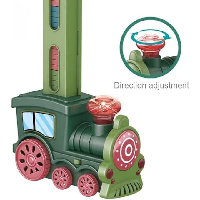 rayihni DOMINO TRAIN SET WITH ELECTRIC TRAIN 40 COLORFUL DOMINO PIECES 9 GAME ACCESSORIES STEAM SOUND EFFECTS LIGHT UP PLAY CREATIVE COURSE SET BUILDING GIFT FOR KIDS DOMINO TRACK PUZZLE GAME - Image 3